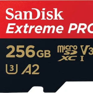 SanDisk 256GB Extreme PRO® microSD™ UHS-I Card with Adapter C10, U3, V30, A2, 200MB/s Read 140MB/s Write SDSQXCD-256G-GN6MA