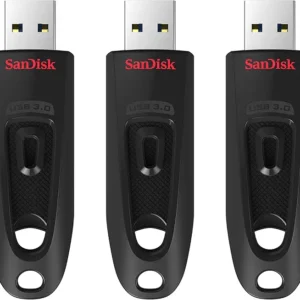 SanDisk 32GB 3-Pack Ultra USB 3.0 Flash Drive 32GB (Pack of 3) – SDCZ48-032G-GAM46T, Black
